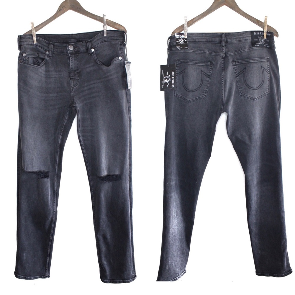 True Religion NWT Distressed Vintage Wash Geno Relaxed Slim Jeans 32 - Picture 2 of 11